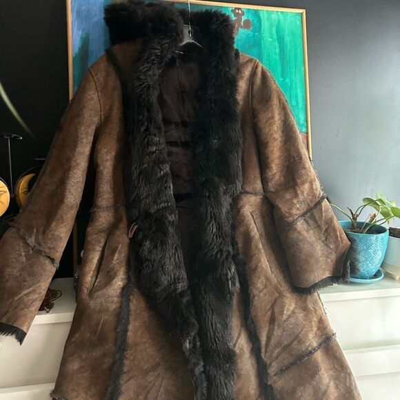 VTG Penny Lane Jacket Size M Y2K 90s Does 70s Faux Vegan Jones New York M - Picture 2 of 16